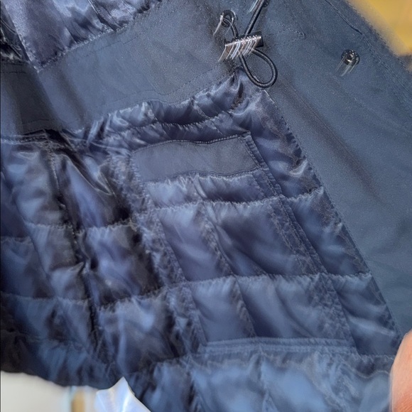 NWT DKNY Women's Dark Blue Faux Fur Water Resistant Anorak Coat XL 23 1/2 Pit - Picture 10 of 16